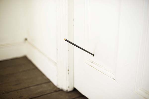 8mm round mild steel bar, mild steel fabricated couplers. Site specific installation throughout &model gallery, Leeds 