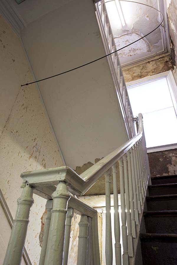 8mm round mild steel bar, mild steel fabricated couplers. Site specific installation throughout &model gallery, Leeds 